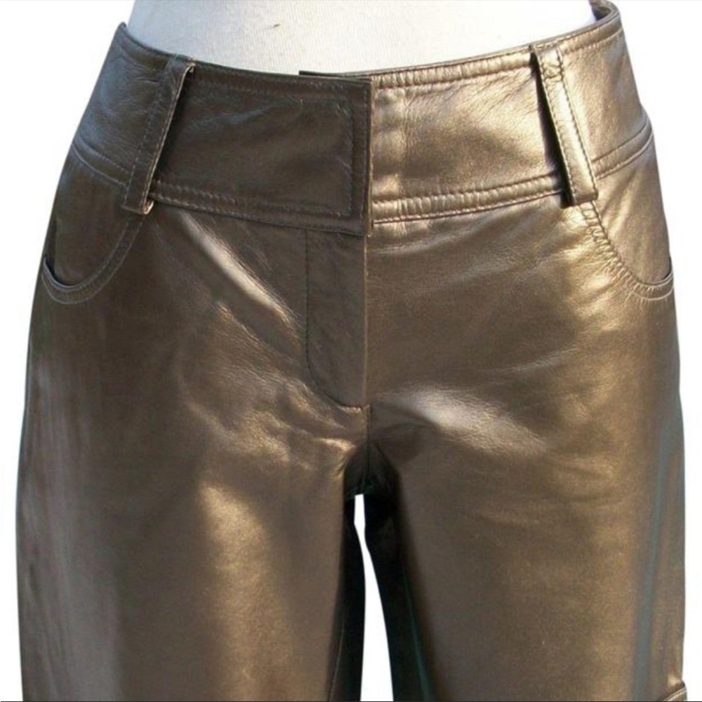 Cache Bronze Leather Cargo Pants
